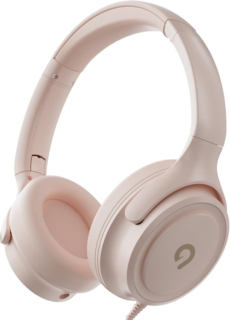 ADOOPE Kids Headphones with Cord-3.5mm Jack 85/94dB Safe Volume Control Built-in Microphone On-Ear Headphones for Kids/Teens/Girls/School/Travel/3.5mm Devices(Beige) - Image 1
